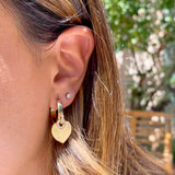 Earring Gold Heart with White Zirconia - Gold 18K