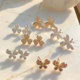 Earring Colorful Zirconia Butterfly Gold 18K