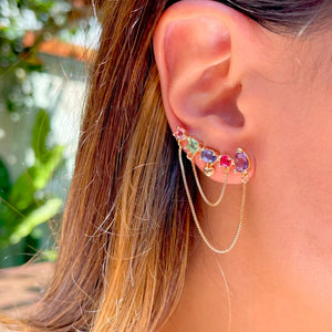 Earring Colorful Crystal Ear Cuff