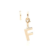 F Earring with White Zirconia - Gold 18K