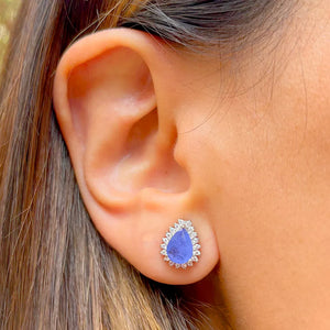 Earring Blue Fusion with White Zirconia