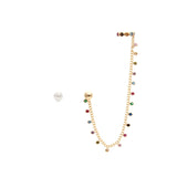 Colorful Crystal Earring with 2 round Ear Chain