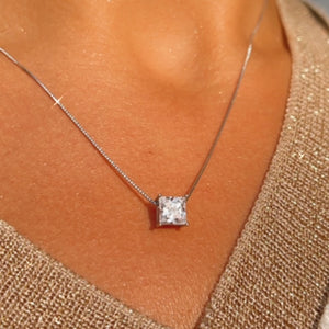 Square White Zirconia Necklace (45cm)