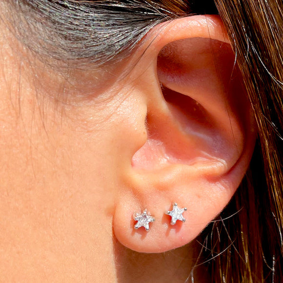 White Zirconia Star Earring