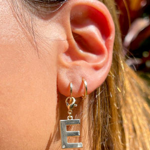 E Earring with White Zirconia - Gold 18K