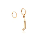 J Earring with White Zirconia - Gold 18K