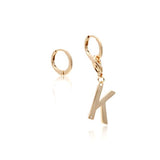 K Earring with White Zirconia - Gold 18K