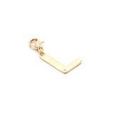L Earring with White Zirconia - Gold 18K