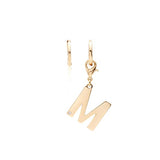 M Earring with White Zirconia - Gold 18K