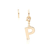 P Earring with White Zirconia - Gold 18K