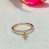 Ring with white zirconia and cross pendant