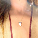 Gold Plated Necklace with White Pendant in Crystal Tourmaline - 55cm