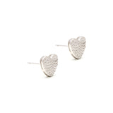 Heart Earrings with White Zirconia (Rhodium Plated)