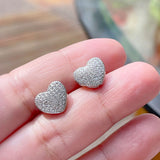 Heart Earrings with White Zirconia (Rhodium Plated)