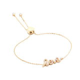 Love Bracelet with White Zirconia- Adjustable (Gold Plated)