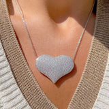 Necklace Heart L - White Zirconia - 50cm