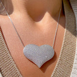 Necklace Heart L - White Zirconia - 50cm